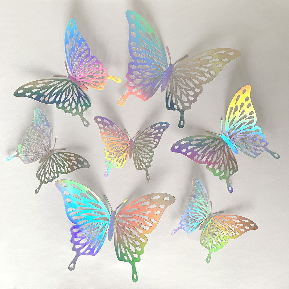 Autocollant papillon lumineux en PVC 3D, 12 pièces, autocollant