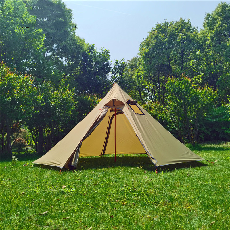 Tente Pyramide, Tente de Camping en Plein Air avec Bouche de Cheminée,  Tente Indienne, Résistante aux Vents Forts et aux Tempêtes de Pluie, Grande